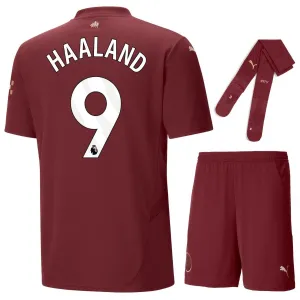 HAALAND Manchester City Kinder Drittes Trikot-Set 2024/25 - Burgundrot