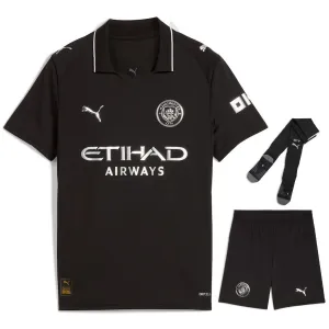 Manchester City 2025/26 Away Kids' Jersey Set - Black
