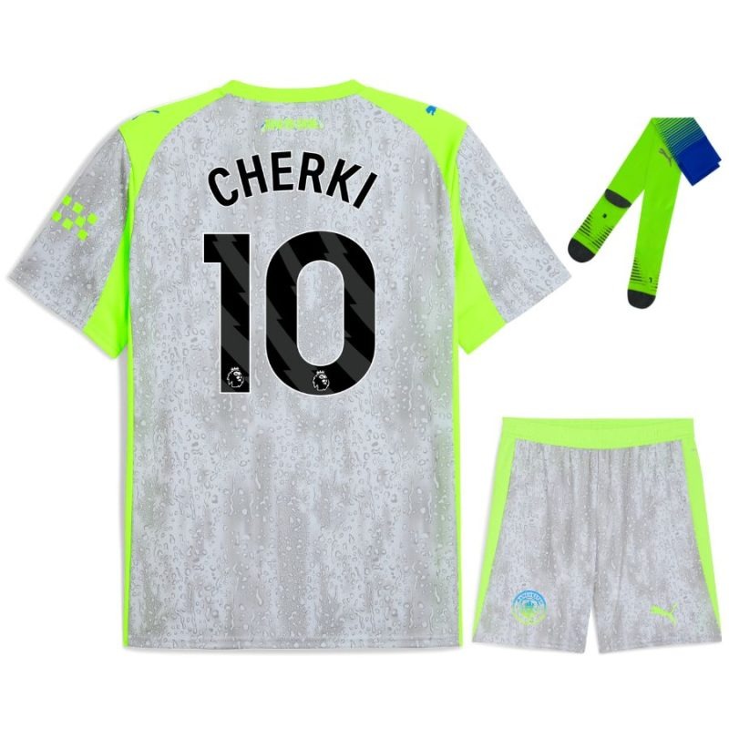 Manchester City CHERKI 2025/26 Terza Divisa Bambino - Grigio