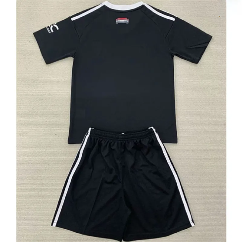 Camiseta de portero + pantalones cortos para niños de Manchester United 2024/25 - Negro