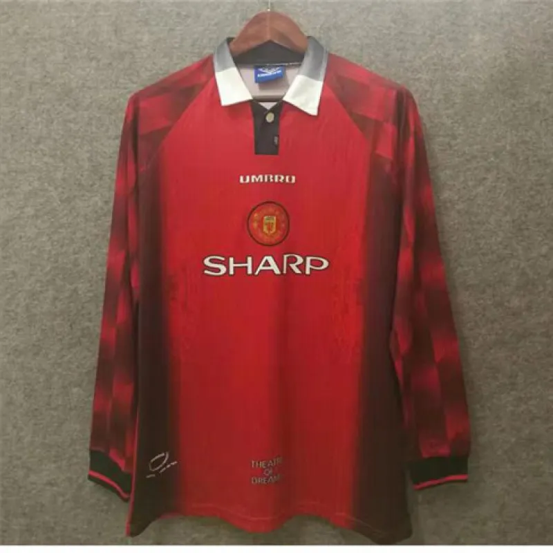 Maillot rétro manches longues domicile de Manchester United en 1996 - Rouge