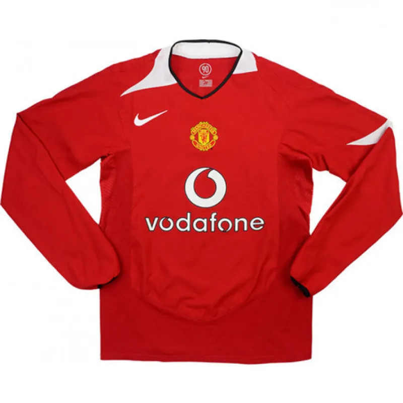 Manchester United 2005/06 Retro - Heim - Langarm - Trikot - Rot