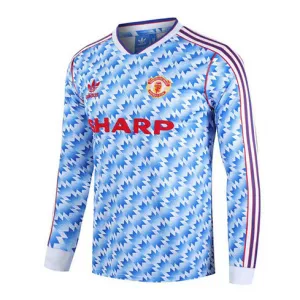 Maglia retro a maniche lunghe di trasferta blu di Manchester United dal 1990 al 1992