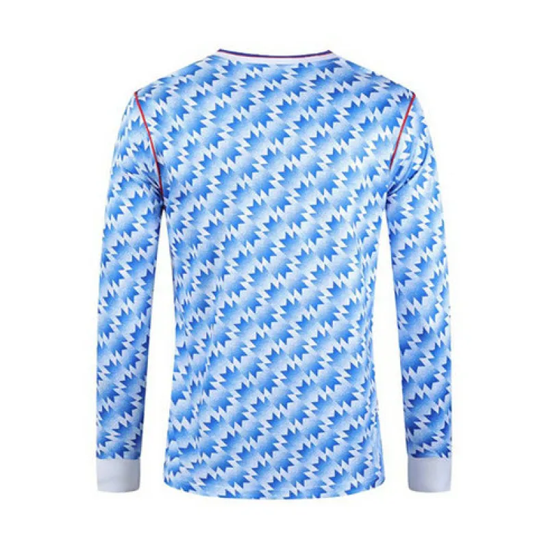 Manchester United 1990 - 92 Away - Blue Retro Long - Sleeve Jersey