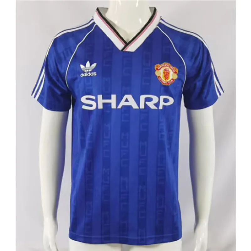 Maglia retro di trasferta di Manchester United 1988/89 - Azzurra