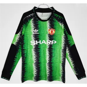 Maglia retro a maniche lunghe del portiere di Manchester United 1990/91 - Verde/Nero