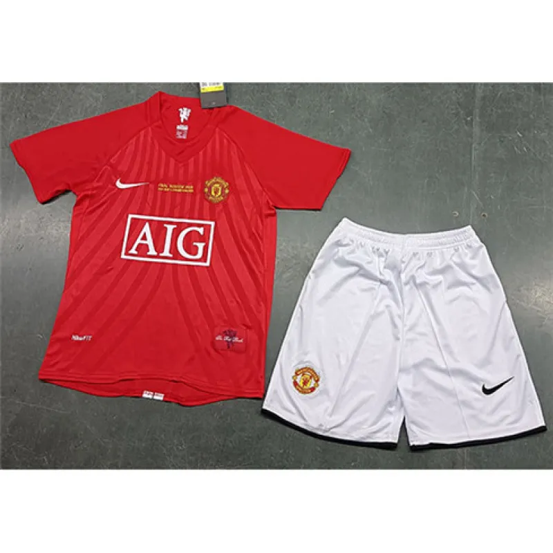 Manchester United Kinder Retro Trikot 2007/08 Heim - Rot