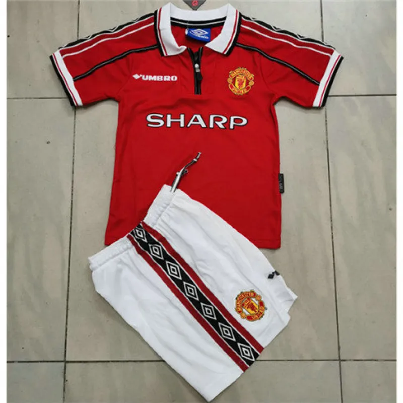 Maglia retro per bambini di Manchester United 1998/99 in casa - Rossa