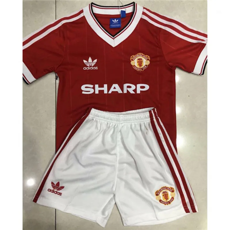 Camiseta retro para niños de Manchester United 1984 local - Roja