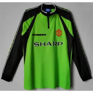Maglia retro a maniche lunghe del portiere di Manchester United 1998 - Verde