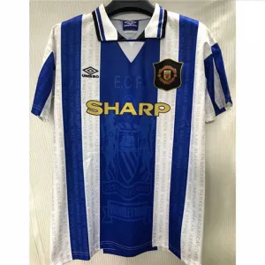 Maglia retro di trasferta di Manchester United 1994 - 96 - Azzurro/Bianca