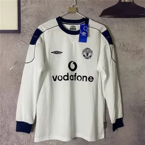 Maglia retro a maniche lunghe di trasferta di Manchester United 1999/00 - Bianca