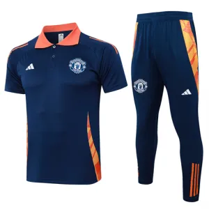 Maglia Polo di allenamento + Pantaloni di Manchester United 2024/25 Azzurro