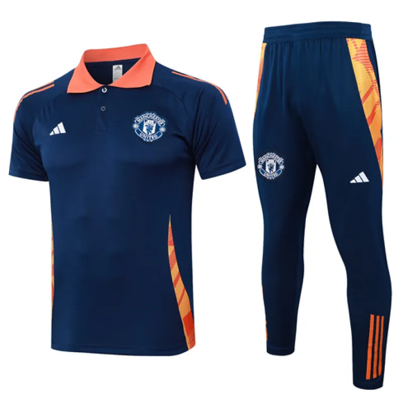 Manchester United Training Polo Shirt + Pants 2024/25 Blue