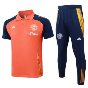 Maglia Polo di allenamento + Pantaloni di Manchester United 2024/25 Arancione