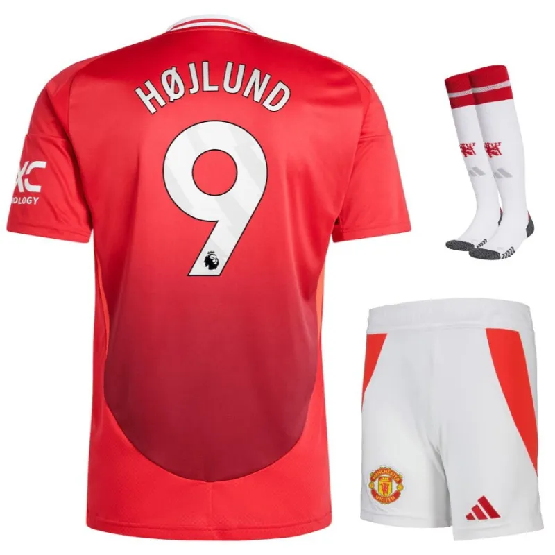 Set di maglia per bambini di casa di Manchester United con Højlund 2024/25 - Rosso