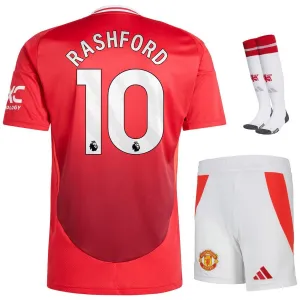 Rashford Manchester United 2024/25 Home Kids' Jersey Set - Red