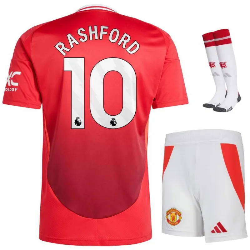 Ensemble de maillot pour enfants de domicile de Manchester United avec Rashford 2024/25 - Rouge