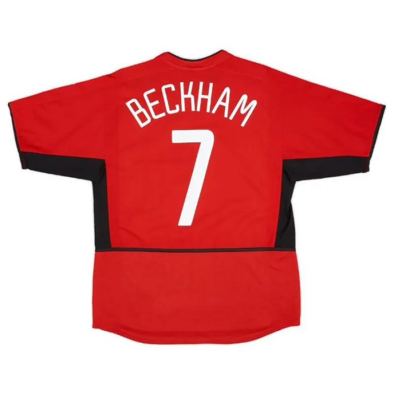 Maglia retro di Beckham per Manchester United, casa 2002-2004 - Rosso