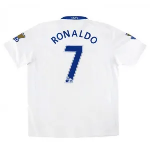 Maglia retro di Cristiano Ronaldo per Manchester United, trasferta 2008/09 - Bianca
