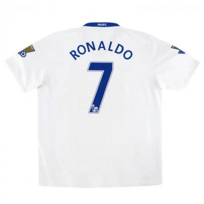 Maglia retro di Cristiano Ronaldo per Manchester United, trasferta 2008/09 - Bianca