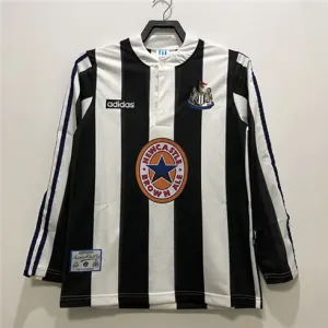 Newcastle United 1995-97 Long Sleeve Retro Home Jersey - Black/White
