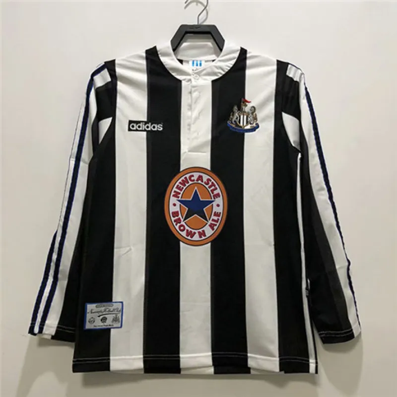 Newcastle United 1995-97 Long Sleeve Retro Home Jersey - Black/White