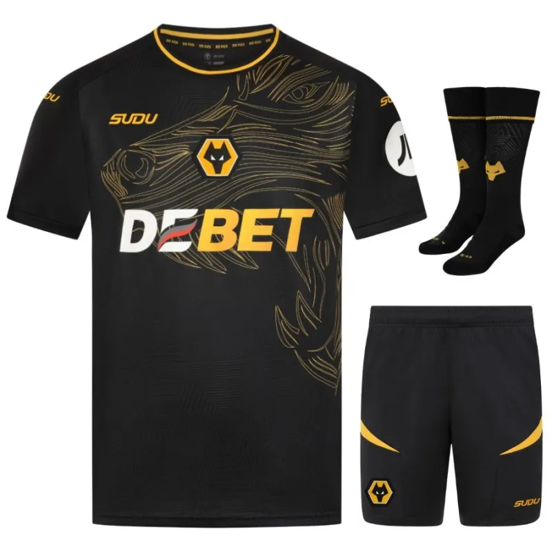 Jeu de maillots pour enfants d'extérieur de Wolverhampton Wanderers 2024/25 - Noir