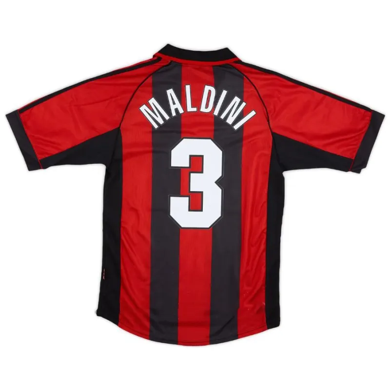AC Milan MALDINI 1998 2000 Camiseta retro local - Roja/Negra
