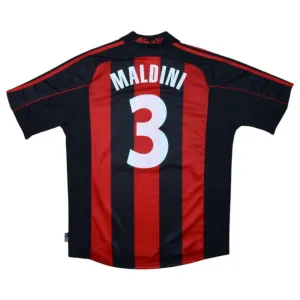 AC Milan MALDINI 2000 2002 Maglia casalinga retrò - Rossa/Nera