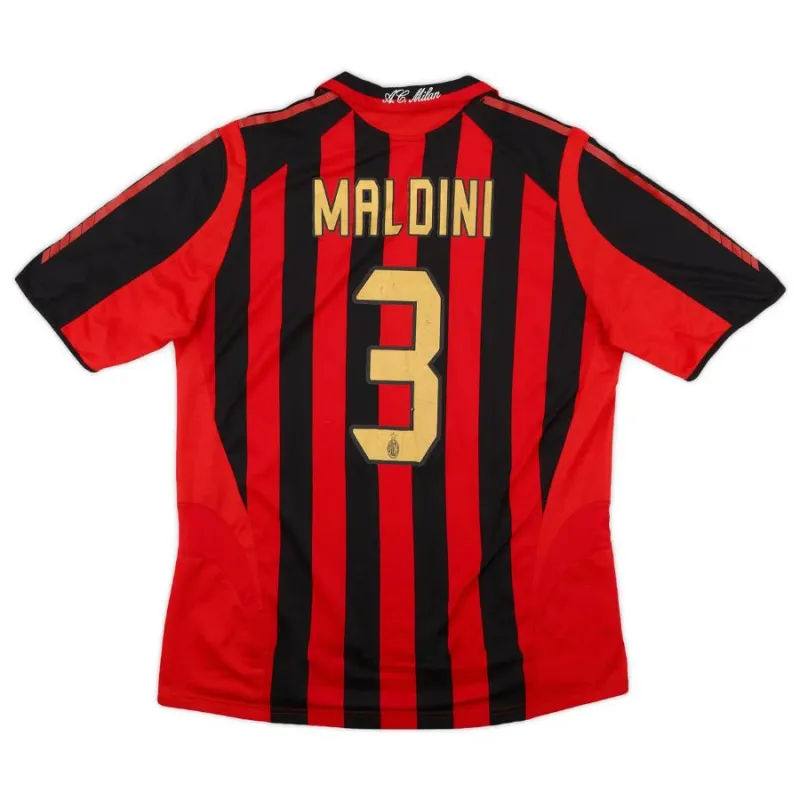 AC Milan MALDINI 2005/06 Maillot domicile rétro - Rouge/Noir
