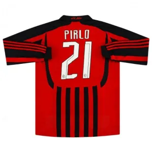 AC Milan PIRLO 2007/08 Maillot domicile rétro à manches longues - Rouge/Noir