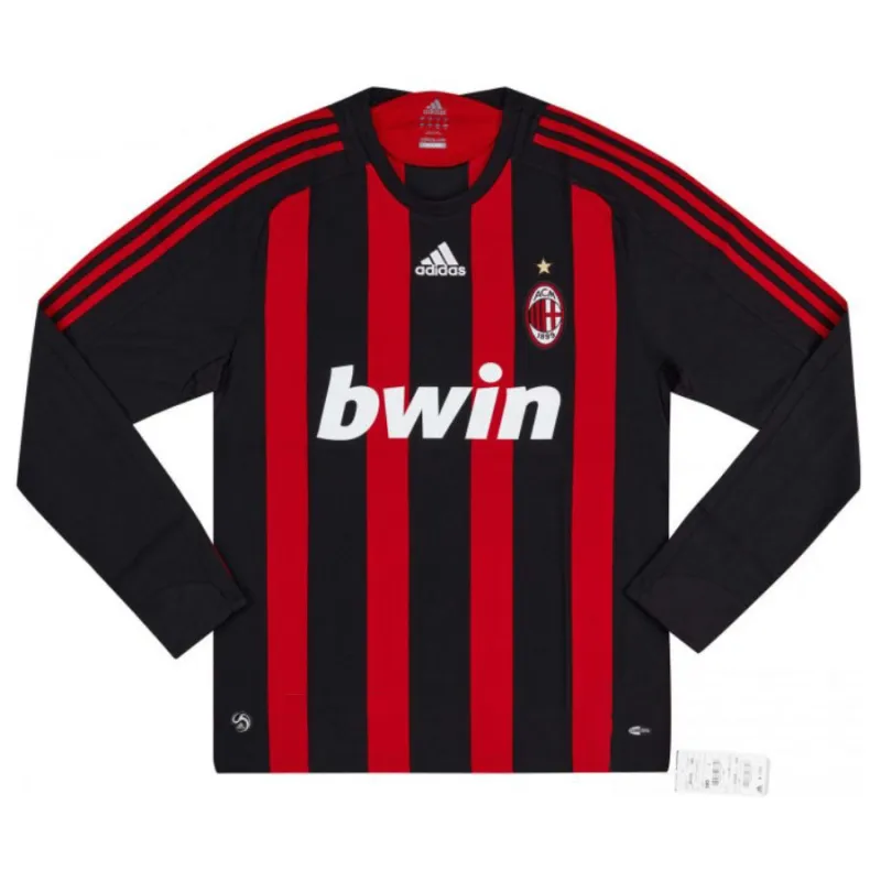 AC Milan 2008/09 Camiseta retro de casa de manga larga - Roja/Negra
