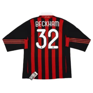 AC Milan BECKHAM 2008/09 Maillot domicile rétro à manches longues - Rouge/Noir