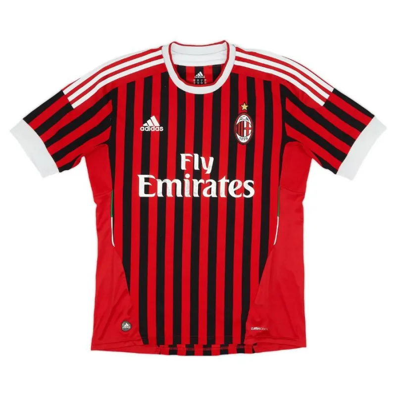 AC Milan 2011/12 Camiseta retro local - Roja/Negra
