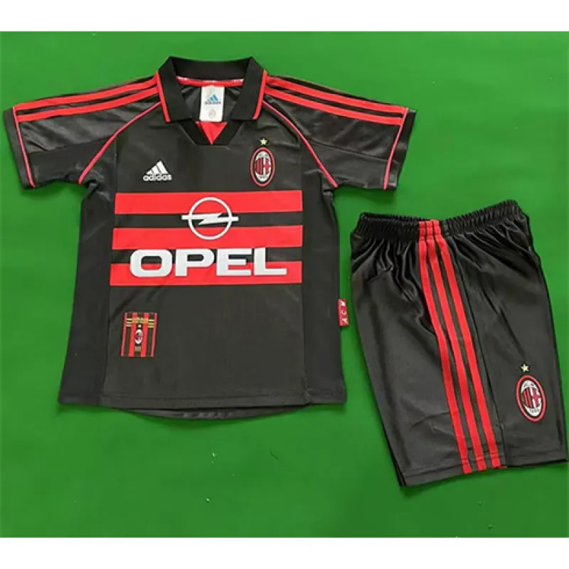 Camiseta retro infantil tercera de AC Milan 1998/99 - Negra