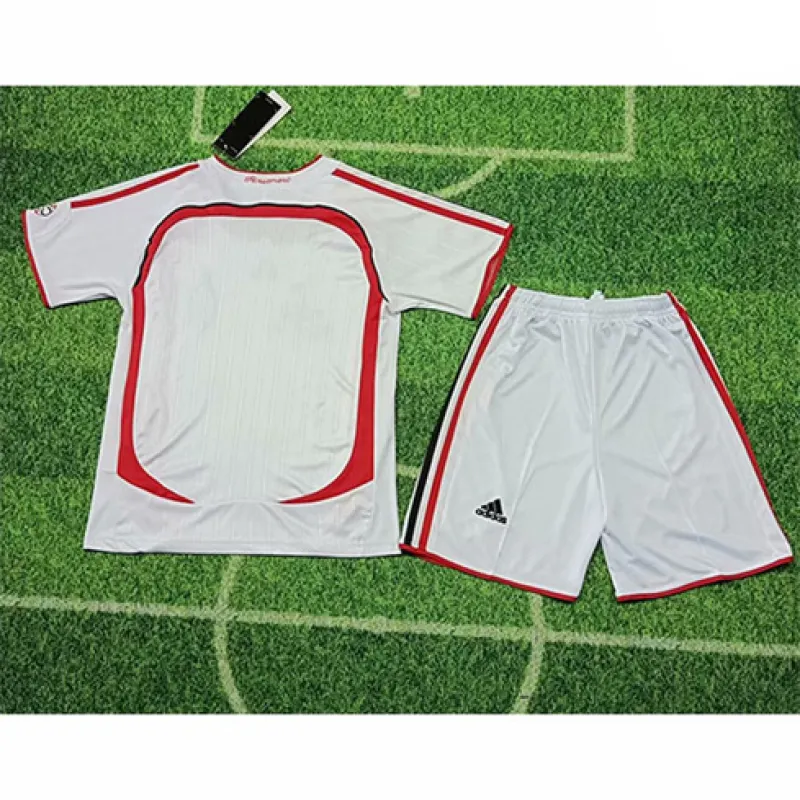 Camiseta retro de visita para niños del AC Milan 2006/07 - Blanca