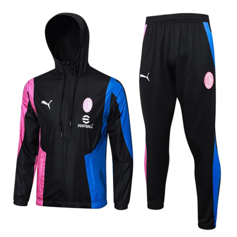 Vêtement de sport en manteau de pluie A de l'AC Milan 2024/25 - Noir