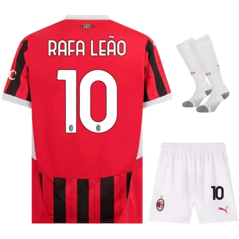Rafael Leao's AC Milan 2024/25 Home Kids Jersey Set - White