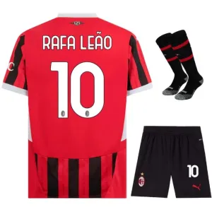 Il set di maglia per bambini della casa di AC Milan 2024/25 di Rafael Leao - Nero