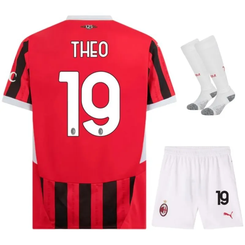 Theo's AC Milan 2024/25 Home Kids Jersey Set - White