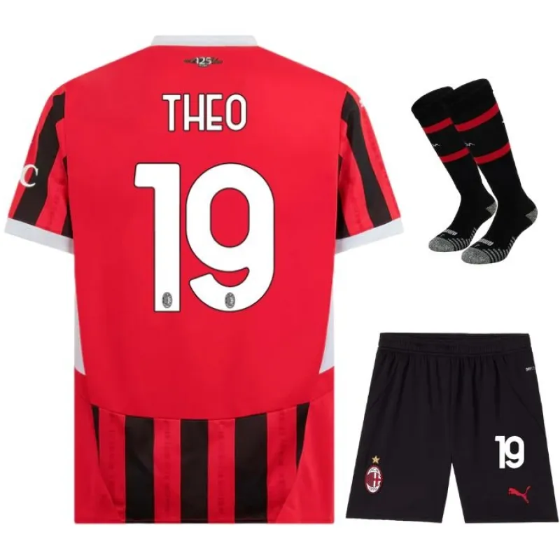 Theo's AC Milan 2024/25 Home Kids Jersey Set - Black
