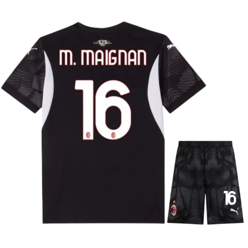M. Maignan's AC Milan 2024/25 Home Goalkeeper Children's Jersey - Black