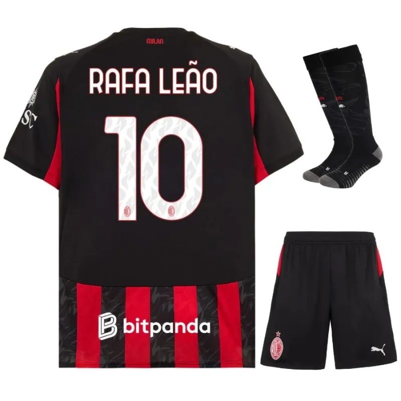 AC Milan RAFA·LEAO Kit infantil 2025/26 Camiseta local - Rojo