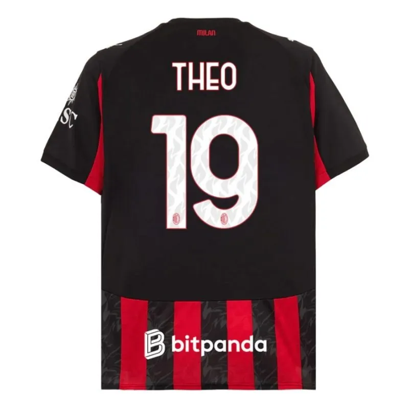 AC Milan THEO Kit infantil 2025/26 Camiseta local - Rojo