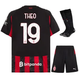 AC Milan THEO Kit infantil 2025/26 Camiseta local - Rojo