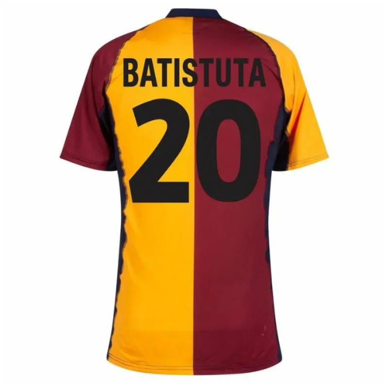 AS Roma BATISTUTA 2001/02 Retro Home Jersey - Red/Orange