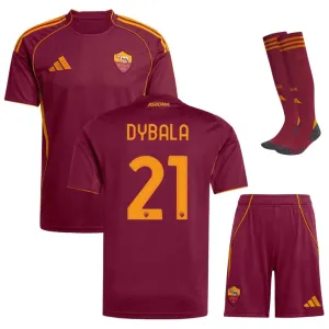 Set di maglia bambini di casa di DYBALA per l'AS Roma 2025/26 - Borgogna