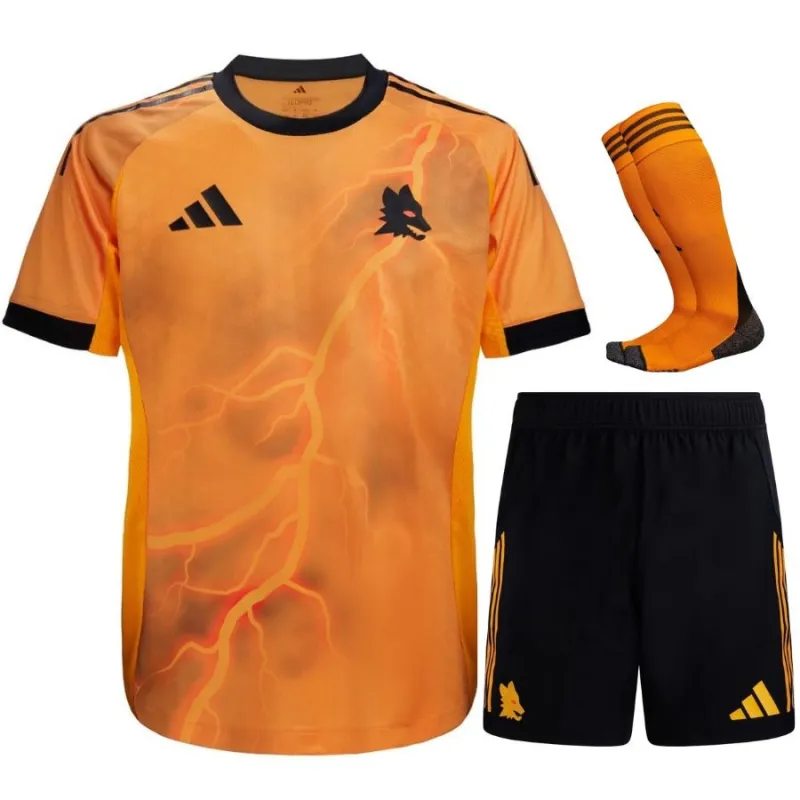 AS Roma 2025/26 Away Kids' Kit Set - Orange