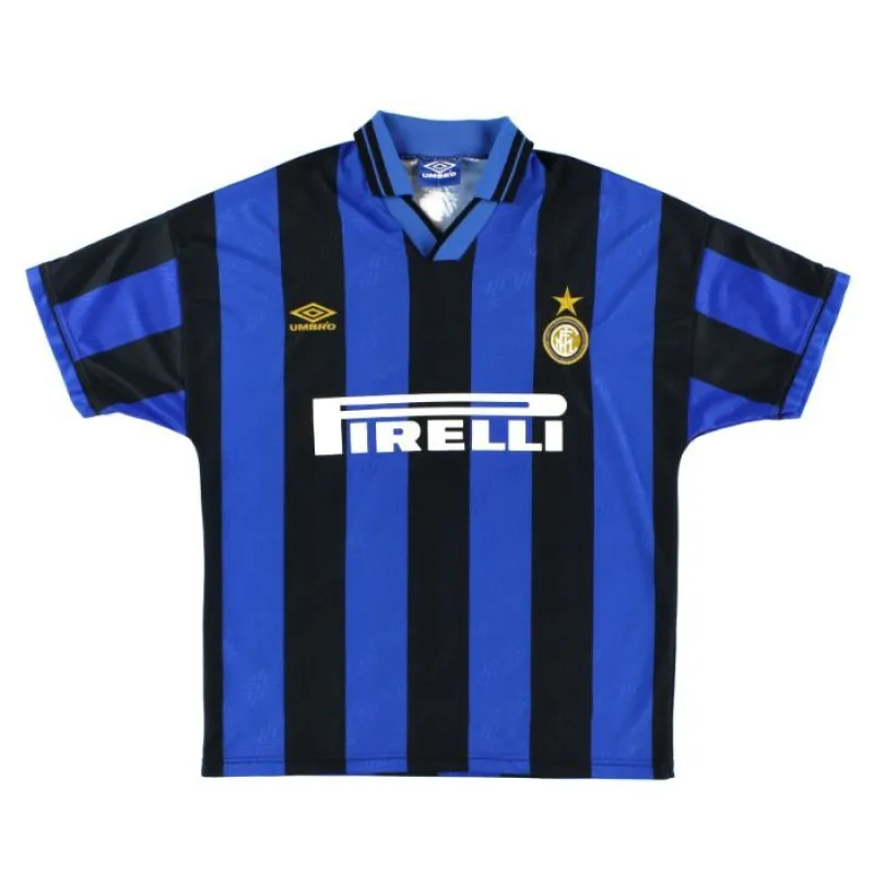 Inter Milan 1995/96 Maillot domicile rétro - Bleu/Noir